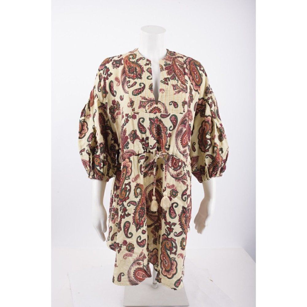 Zara Womens Cotton Paisley Mini Dress Oversized M Multi-Color 6895/031 NWT